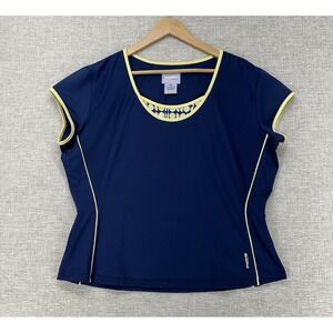 Bolle Sport Performance Shirt Women XXL Navy Yellow Cap‎ Sleeve Tennis Extra Dry
